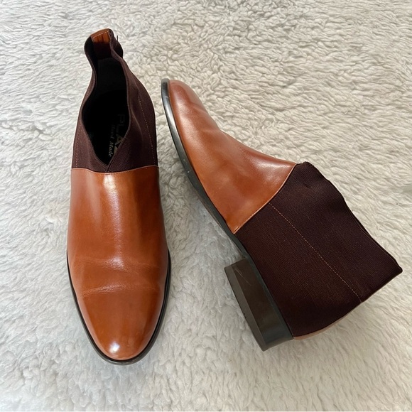 Plaza Handmade 2 Tone Leather/Elastic Fabric Slide On Chukka Boots Size 9.4 M main image 10